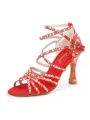 Women's Satin Peep Toe With Rhinestone Stiletto Heel Shoes