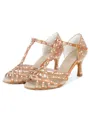 Women's Satin Peep Toe With Rhinestone Stiletto Heel Shoes