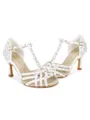 Women's Satin Peep Toe With Rhinestone Stiletto Heel Shoes