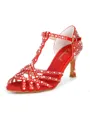 Women's Satin Peep Toe With Rhinestone Stiletto Heel Shoes