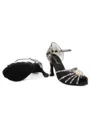 Women's Satin Peep Toe With Rhinestone Stiletto Heel Shoes