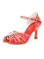 Women's Satin Peep Toe With Rhinestone Stiletto Heel Shoes
