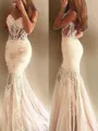 Trumpet/Mermaid Sweetheart Sleeveless Sweep Train Exquisite Tulle Corset Dress With Lace
