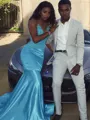 Trumpet/Mermaid Scoop Sleeveless Sweep Train Silk like Satin Seductive Dress