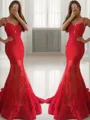 Trumpet/Mermaid Sweetheart Sleeveless Sweep Train Sophisticated Lace Corset Dress