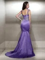 Trumpet/Mermaid Sweetheart Sleeveless Sweep Train Graceful Satin Dress With Beading