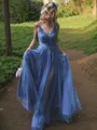 A-line Princess V-Neck Sleeveless Floor-Length Chic Tulle Dress