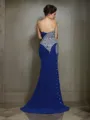 Trumpet/Mermaid Fitted Sweetheart Sleeveless Court Train Chiffon Dress With Rhinestone