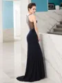 Sheath/Column Fashion Jewel Sleeveless Sweep Train Jersey Dress With Beading