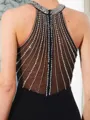 Sheath/Column Fashion Jewel Sleeveless Sweep Train Jersey Dress With Beading