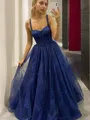 A-line Princess Straps Sleeveless Sweep Train Trendy Tulle Corset Dress