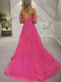 A-line Princess Off-the-Shoulder Sleeveless Subtle Court Train Tulle Corset Dress