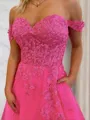 A-line Princess Off-the-Shoulder Sleeveless Subtle Court Train Tulle Corset Dress