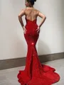 Trumpet/Mermaid Sweetheart Sleeveless Court Train Velvet Sequins Coruscating Dress