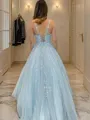A-line Princess V-Neck Sleeveless Sweep Train Tulle Feminine Dress