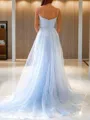A-line Princess Spaghetti Straps Beautiful Sleeveless Court Train Tulle Dress