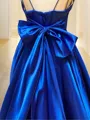 A-line V-Neck Sleeveless Court Train Satin Trendy Dress