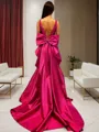 A-line V-Neck Feminine Sleeveless Sweep Court Train Dress