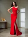 Trumpet/Mermaid One-Shoulder Sleeveless Sweep Train Exquisite Lace Dress