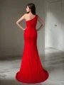 Trumpet/Mermaid One-Shoulder Sleeveless Sweep Train Exquisite Lace Dress