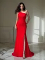 Trumpet/Mermaid One-Shoulder Sleeveless Sweep Train Exquisite Lace Dress