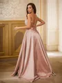 A-line Spaghetti Straps Fashion Sleeveless Sweep Train Silk like Satin Dresses