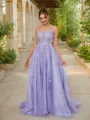 A-line Straps Perfect Sleeveless Court Train Tulle Dresses