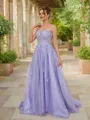 A-line Straps Perfect Sleeveless Court Train Tulle Dresses