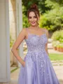A-line Straps Perfect Sleeveless Court Train Tulle Dresses