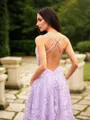 A-line V-Neck Classic Sleeveless Sweep Train Lace Dresses