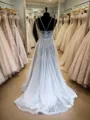Princess A-line Tulle V-neck Court Train Corset Dress With Slit