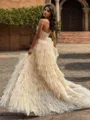 A-line Princess Straight Court Train Corset Dress