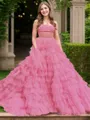 A-line Princess Straight Court Train Corset Dress
