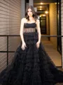 A-line Princess Straight Court Train Corset Dress
