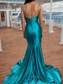 Sheath/Column Flattering Silk Like Satin V-neck Court Train Dress With Slit