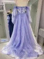 Chic A-line Spaghetti Straps Long Sleeves Court Train Tulle Corset Dress With Appliques Lace