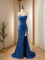 Trumpet/Mermaid Stunning Sweetheart Sweep Train Silk like Satin Corset Dress With Slit