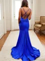 Graceful Trumpet/Mermaid V-neck Sweep Train Silk like Satin Dress