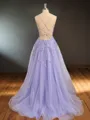 A-line Fashion V-neck Sweep Train Corset Dress With Slit