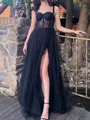 Fashion A-line Straps Appliques Lace Floor-Length Tulle Corset Dress