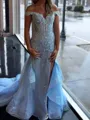 Glam Sheath Off-the-Shoulder Appliques Lace Court Train Tulle Corset Dress