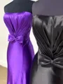 Splendiferous Sheath Straight Bow Court Train Silk Like Satin Dress