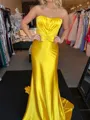 Splendiferous Sheath Straight Bow Court Train Silk Like Satin Dress
