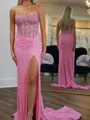 Pretty Sheath Straight Beading Court Train Corset Dress