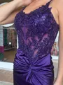 Hot Sheath Spaghetti Straps Pleated Sweep Train Silk Like Satin Corset Dress