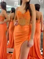 Delicate Sheath Sweetheart Beading Court Train Jersey Dress