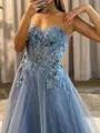 Breathtaking A-line Sweetheart Appliques Lace Floor-Length Tulle Corset Dress