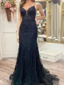 Fashion-forward Sheath Spaghetti Straps Appliques Lace Sweep Train Tulle Corset Dress