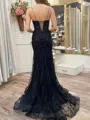 Fashion-forward Sheath Spaghetti Straps Appliques Lace Sweep Train Tulle Corset Dress