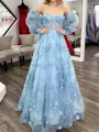 Splendiferous A-line Sweetheart Long Sleeves Appliques Lace Sweep Train Lace Corset Dress